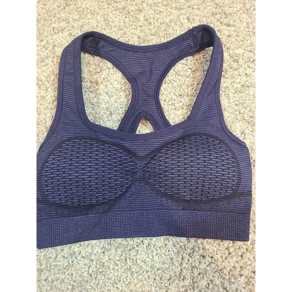 Gymshark Womens Seamless Racerback Light Support Sports Bra Navy Blue Small‎